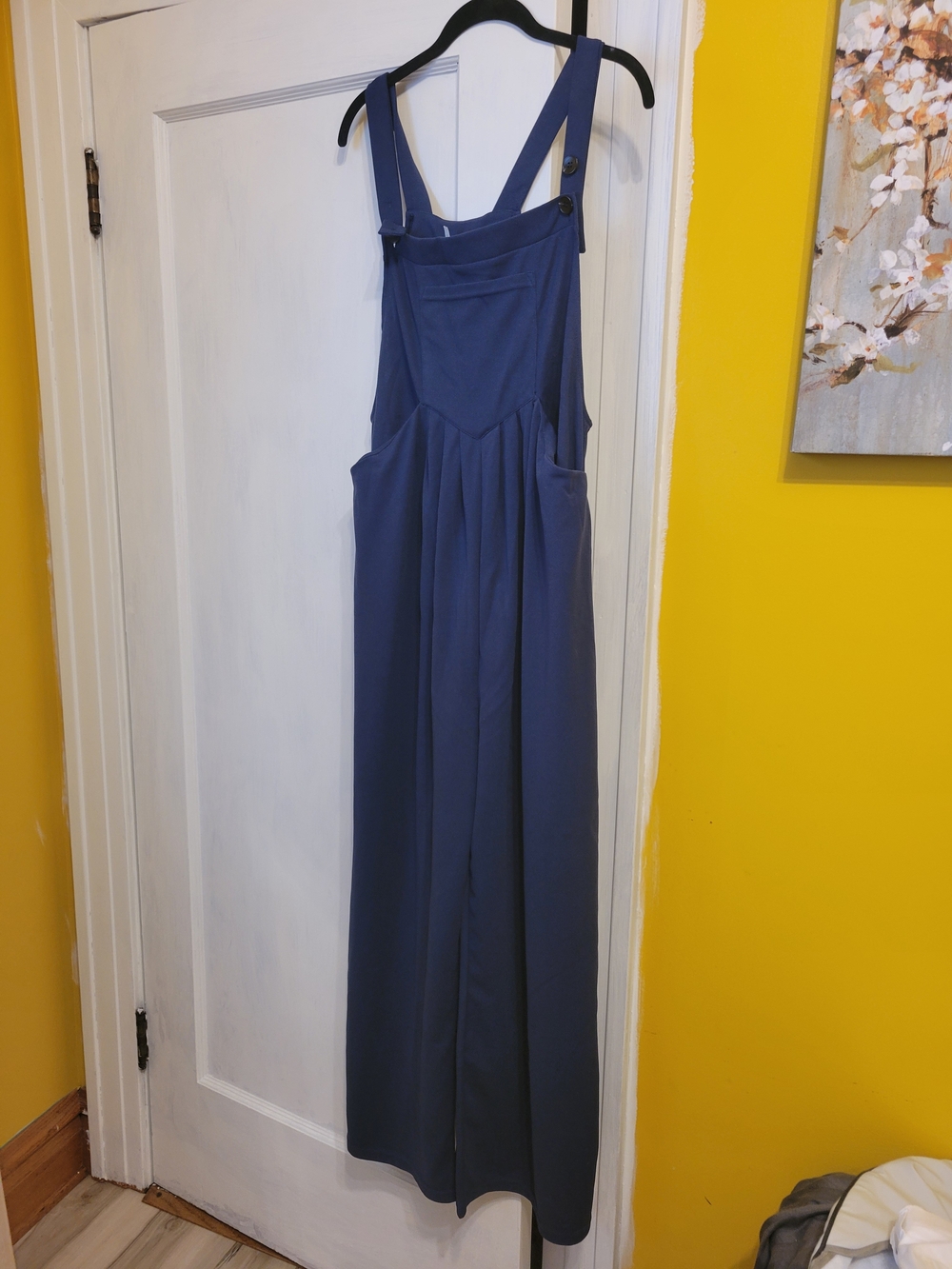 HALARA Navy Wide-Leg Jumpsuit with Adjustable Straps PTP 19"